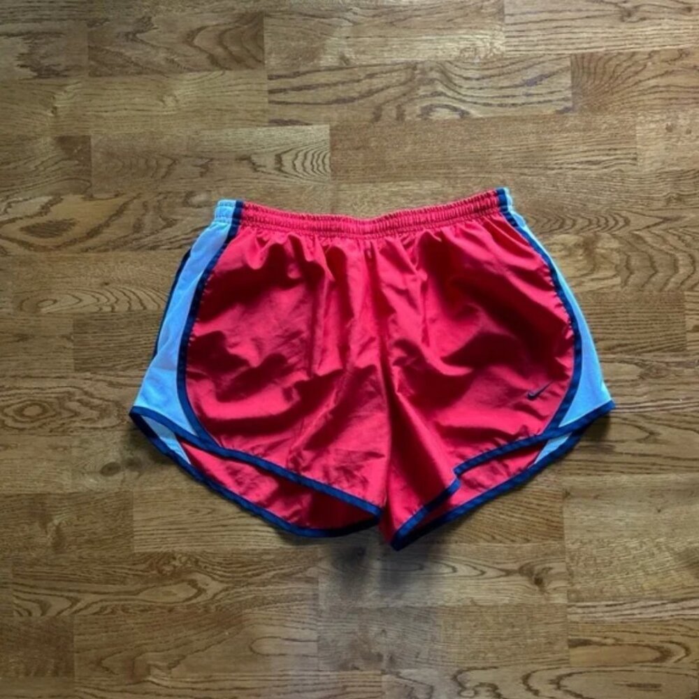 Nike Tempo Red White Navy Blue Athletic Shorts White Running Liner Girls XL